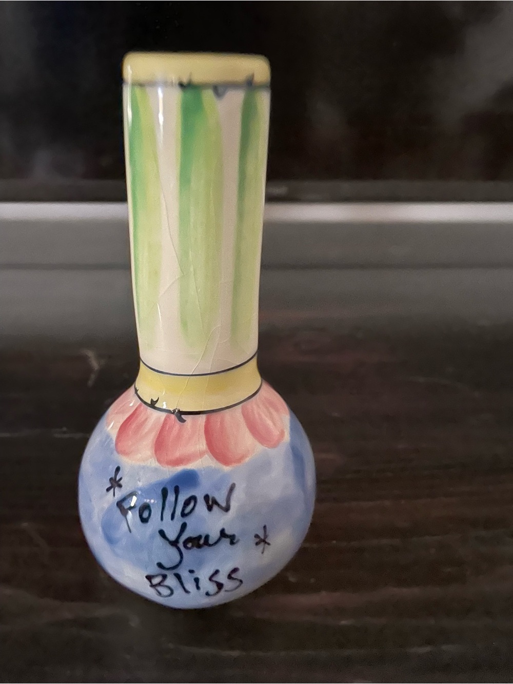 Hand-Painted Ceramic Vase – 'Follow Your Bliss'